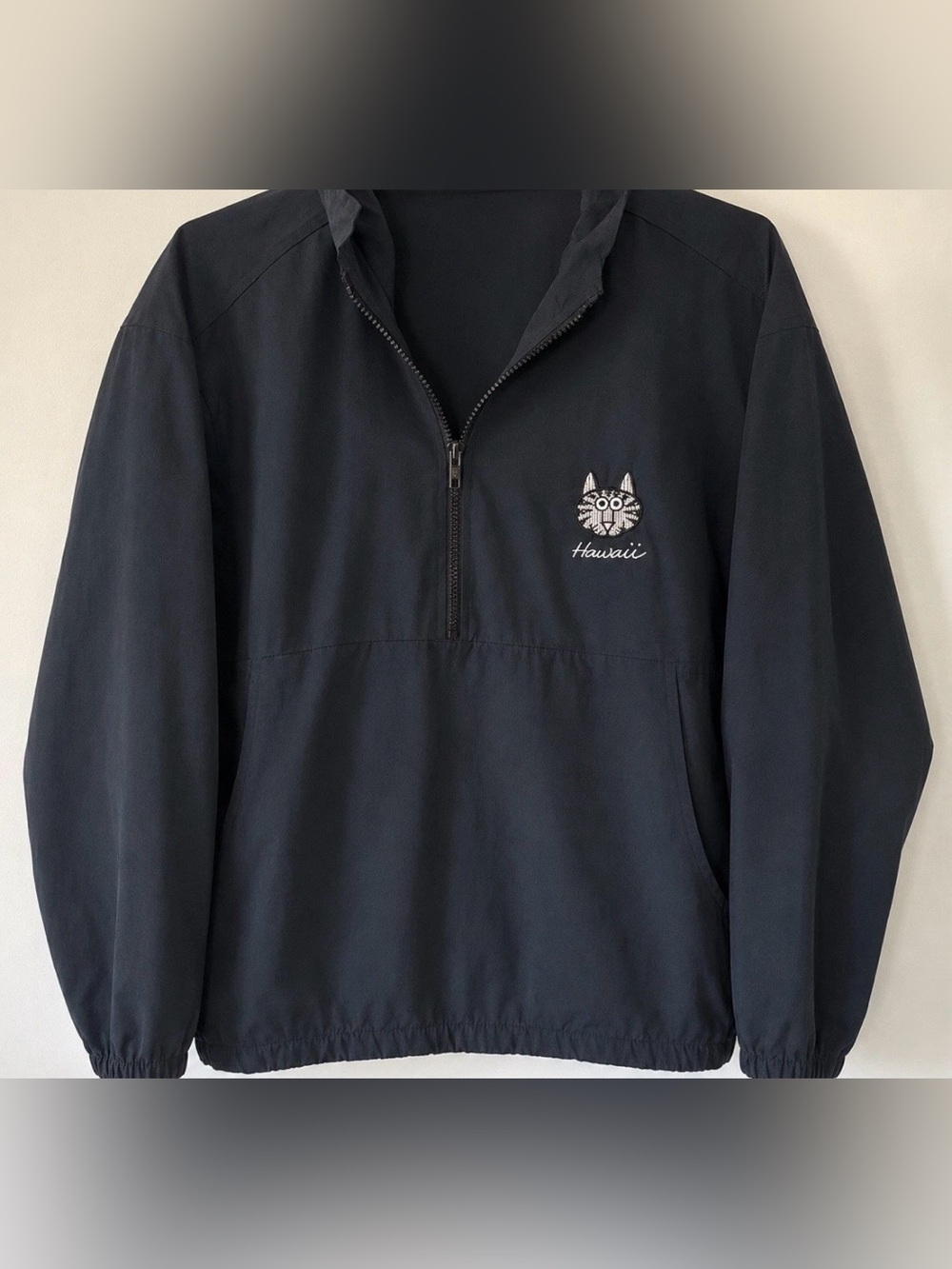 RARE Kliban Cat Hawaii Nylon Zip Up 90s small